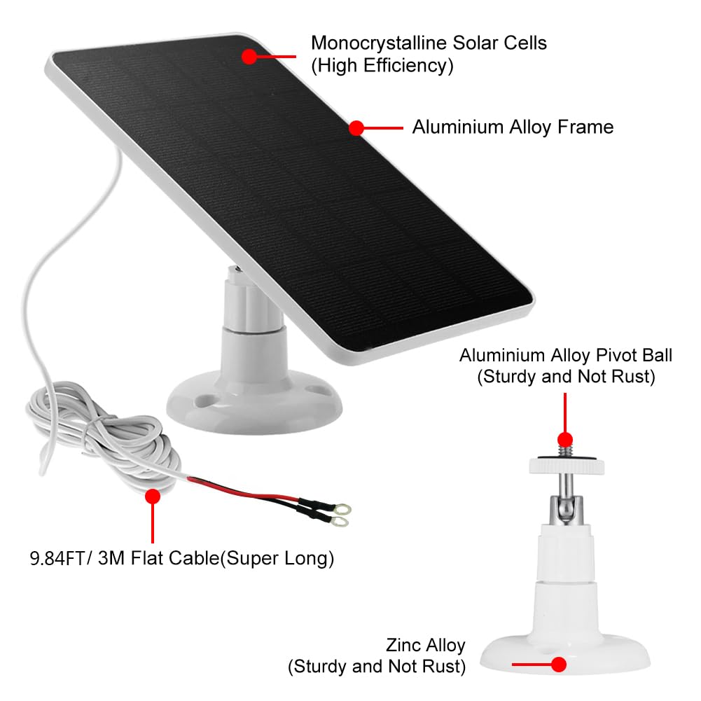 OUGETHER Solar Panel for Ring Doorbell, 5W Solar Panel Camera Charger Cable
