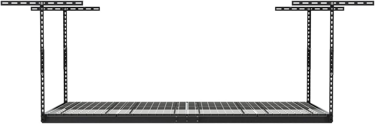 MonsterRax Overhead Garage Storage Rack - 4 x 8 Ceiling Racks for Garage Shelving, Organization, Adjustable Hanging Storage, Grey, 12"- 21" Height Adjustment