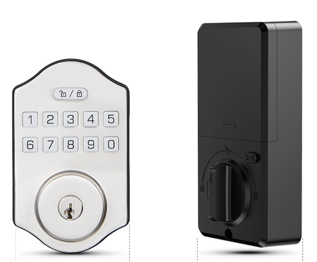 Bluetooth Smart Deadbolt Lock with Tuya App Control – Keyless Entry Front Door Lock, Keypad, Auto Lock, Easy Install, 2 Backup Keys (Silver)