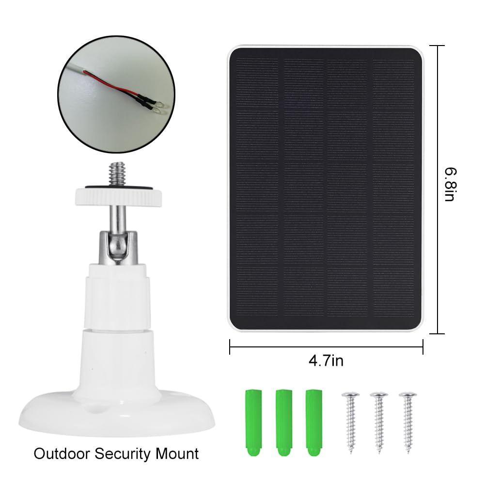 OUGETHER Solar Panel for Ring Doorbell, 5W Solar Panel Camera Charger Cable