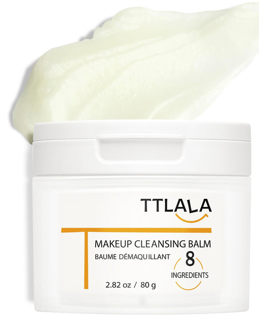 TTLALA Cleansing Balm, Only 8 Ingredients Makeup Remover Balm, Waterproof Eye Make Up Remover with Vitamin E, Gentle and Nourishing, Skin-friendly and Suitable for All Skin Types 2.82 oz
