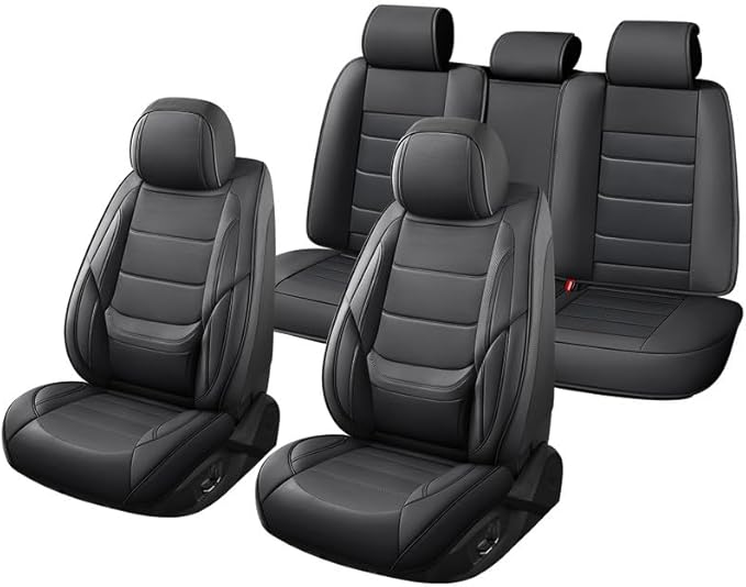 Car Seat Covers Full Set Fit for Buick Regal 2009-2020, Premium Faux Leather Waterproof Car Seat Protectors with Lumbar Support, Breathable Anti-Slip Easy to Install(Black,Full Set)