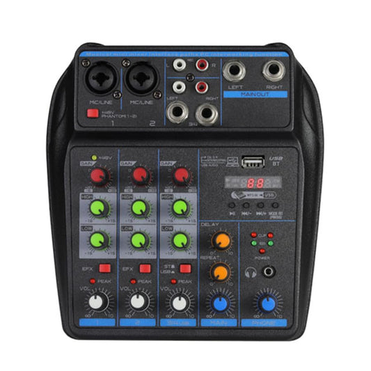 TAVOSOP DJ Audio Mixer, DJ Mixers 4 Channel Sound Board with Bluetooth, Sound Mixer Board XRL/1/4" Interface, USB/MP3 Computer Input 48V Phantom Power Stereo DJ Studio Streaming KTV Stage