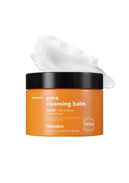 Hanskin AHA Pore Cleansing Balm for Dry Skin, Makeup Remover, 2.82 oz