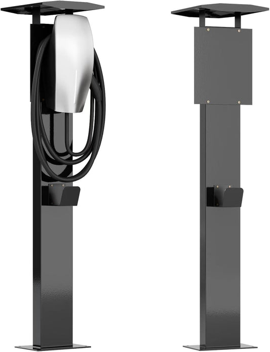 EV Charger Pedestal, Outdoor Electric Vehicle Charger Stand, Freestanding Charging Station Stand Accessory, Corrosion Resistant, 201 Steel, for All Level 2 Chargers