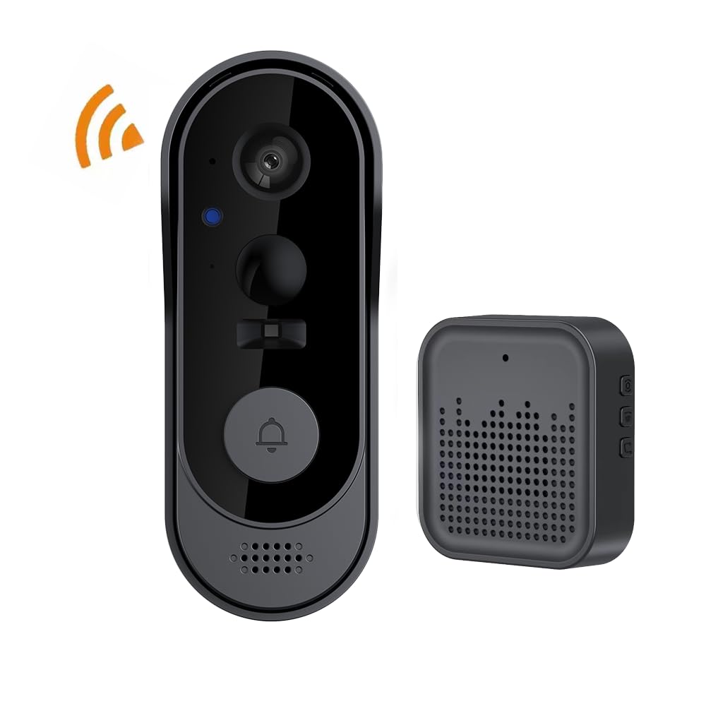 ZIGprote Doorbell Camera Wireless No Subscription, 1080p Video Doorbell with Chime, 2-Way Audio, Night Vision, 2.4G Wi-Fi, Indoor Outdoor