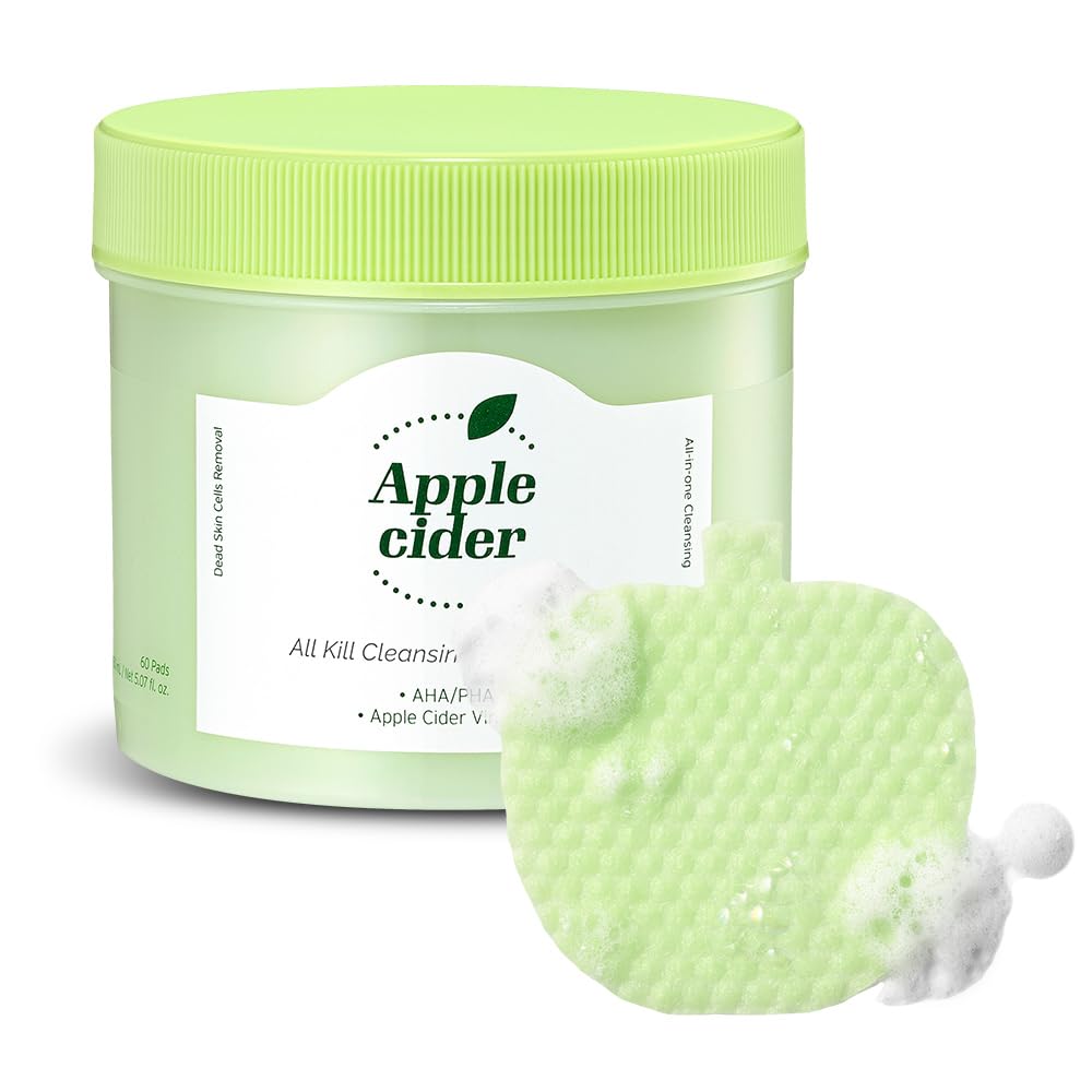 Ariul Apple Cider All Kill Cleansing Bubble Pad – Exfoliating Wipe-Off Face Cleanser, Pore & Dead Skin Care, Korean Skincare (60 Pads)