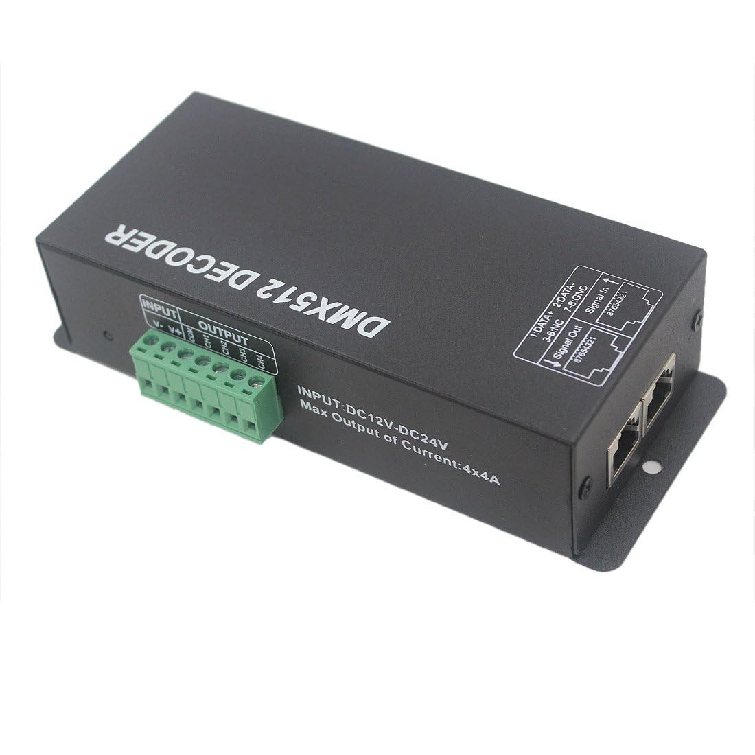 LED RGB/RGBW Digital Display Decoder Controller High Power 4 Channel 8A/CH, DMX512 Decoder for Strip Light DC12-24V
