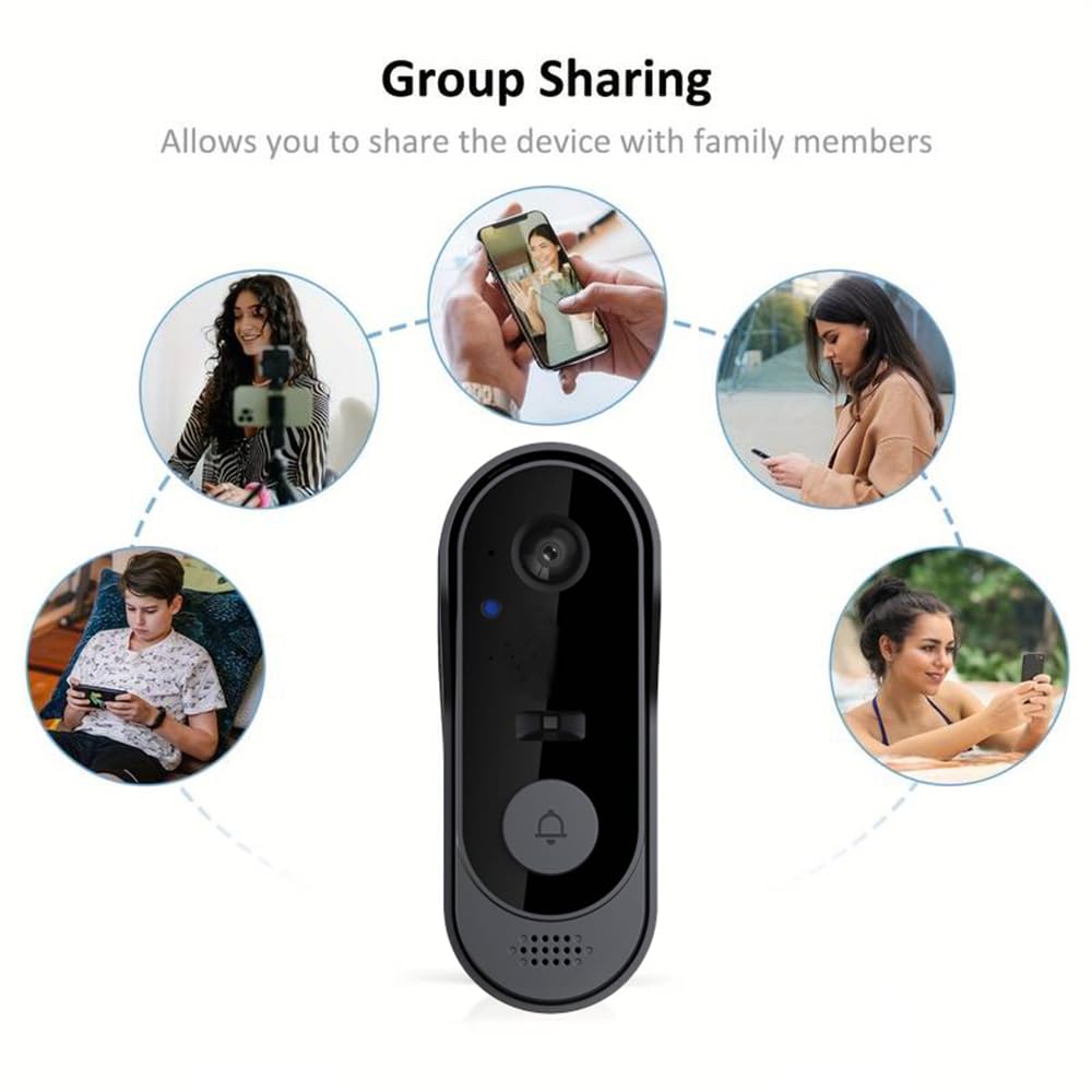 ZIGprote Doorbell Camera Wireless No Subscription, 1080p Video Doorbell with Chime, 2-Way Audio, Night Vision, 2.4G Wi-Fi, Indoor Outdoor