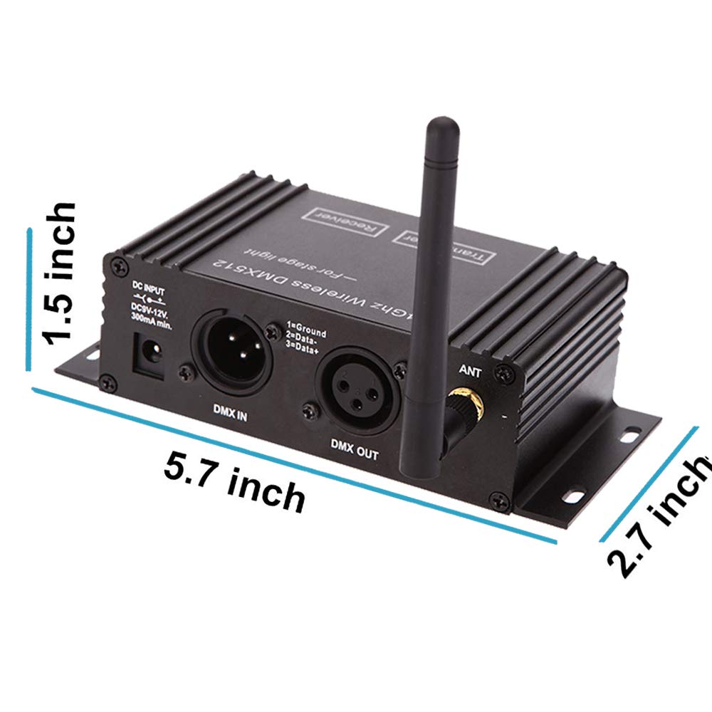 CaalLogt DMX512 Controller 2.4G Wireless Controller Transmitter Receiver LCD Display Power Adjustable Lighting Repeater Controller 16 Groups ID Coding for Party DJ Show Club Stage Disco Stage Light