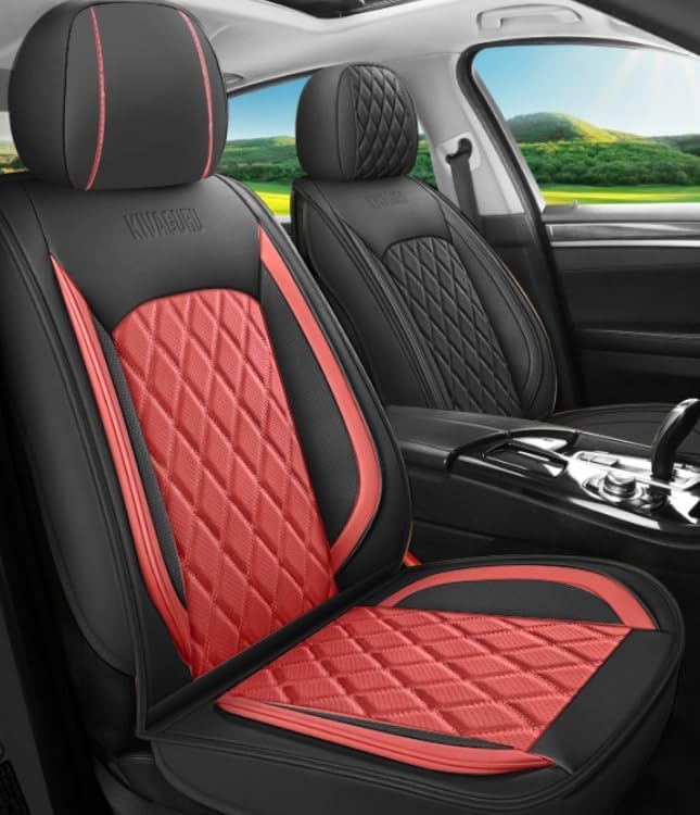 LINGVIDO Car Seat Covers for Front Seats (2 Seats) - Premium Perforated Nappa Leather,Waterproof Shield, Omni-Adapt Fit for SUVs Sedans, Ideal for Rideshare & Pets