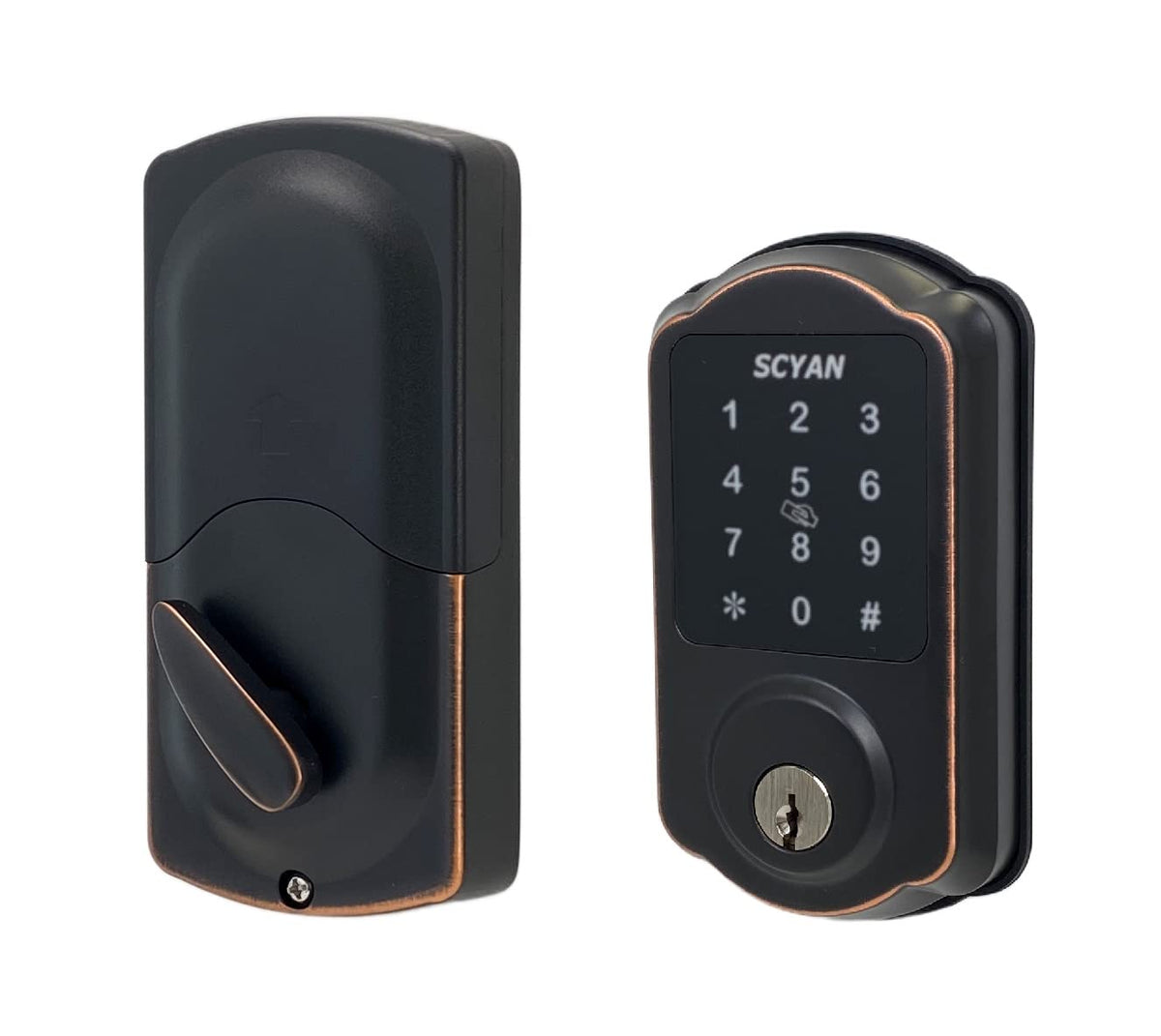 Smart Deadbolt Lock, SCYAN D1 Deadbolt with Touchscreen Keypad, Keyless Entry Door Lock, Auto Locking, for Home, Airbnb, Rental House (Aged Bronze)