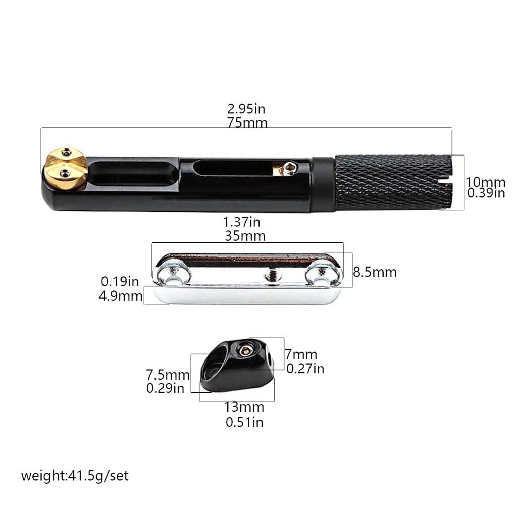 RuiJOTWAT Single Set Saddle Headless Electric Guitar Bridge Tailpiece With Wrench For Headless Electric Guitar Black