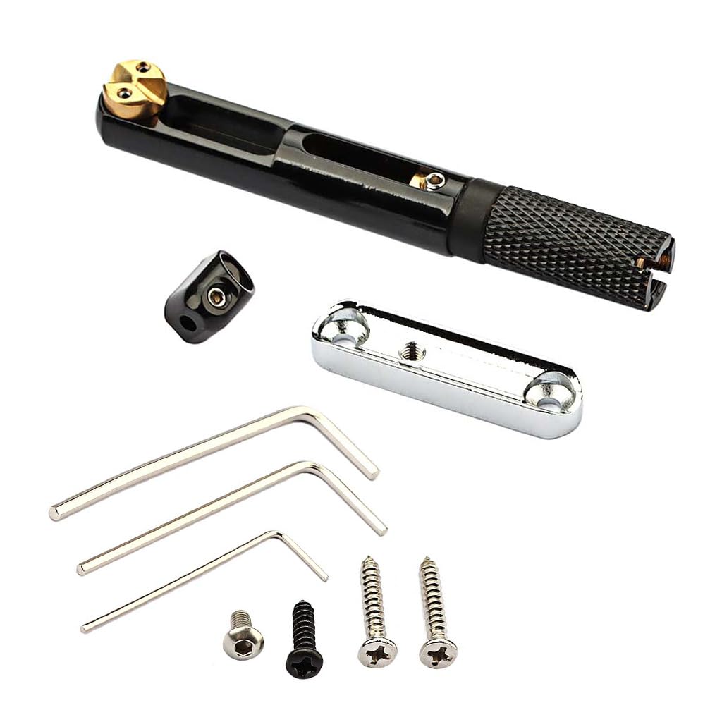 RuiJOTWAT Single Set Saddle Headless Electric Guitar Bridge Tailpiece With Wrench For Headless Electric Guitar Black