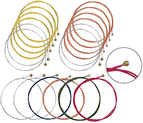 60PCS Acoustic Guitar Accessories Kit Including Guitar Strings, Tuner, Capo, 3-in-1 Restring Tool, Pick Holder, Bridge Pins, Nuts & Saddles, Finger Protector, Finger Picks, Fretboard Stickers