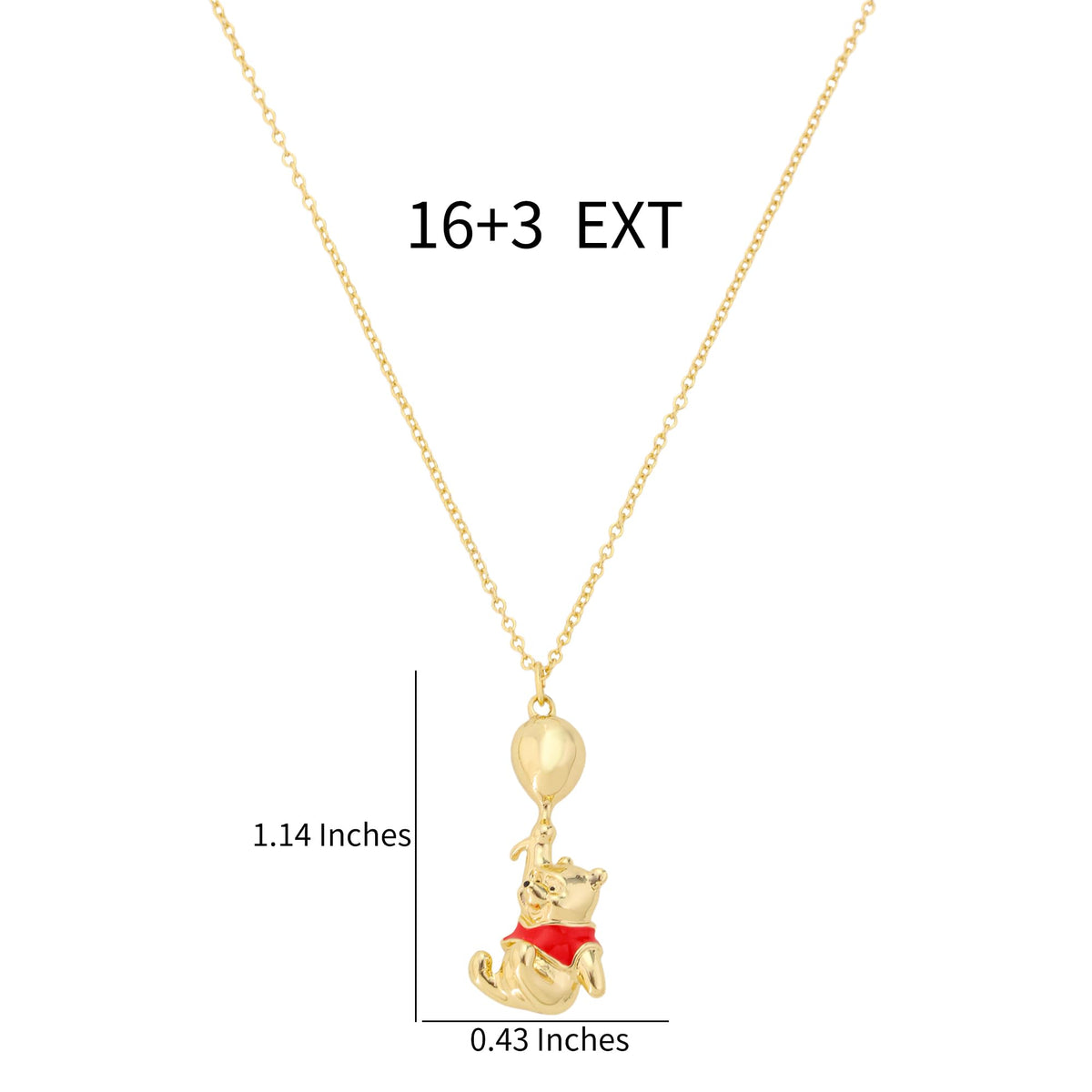 Disney Winnie the Pooh Balloon Necklace, 14K Gold- 16 Length + Extender