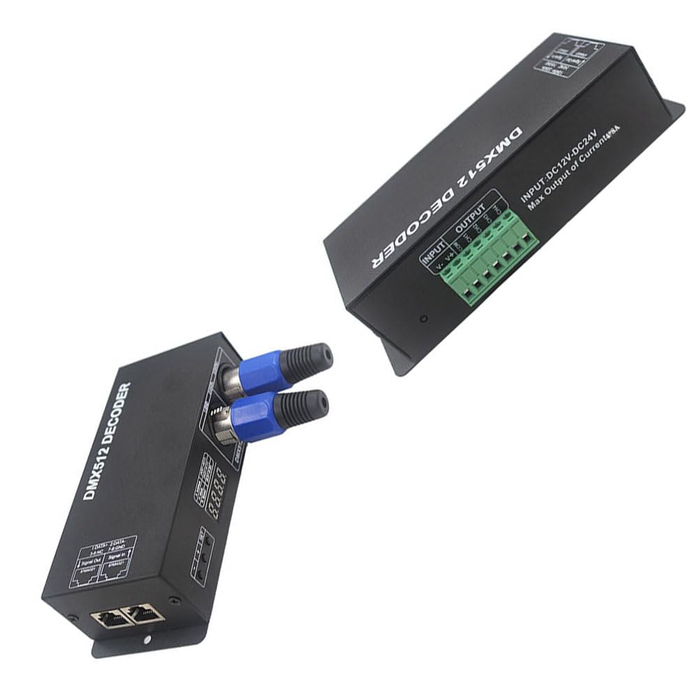 LED RGB/RGBW Digital Display Decoder Controller High Power 4 Channel 8A/CH, DMX512 Decoder for Strip Light DC12-24V