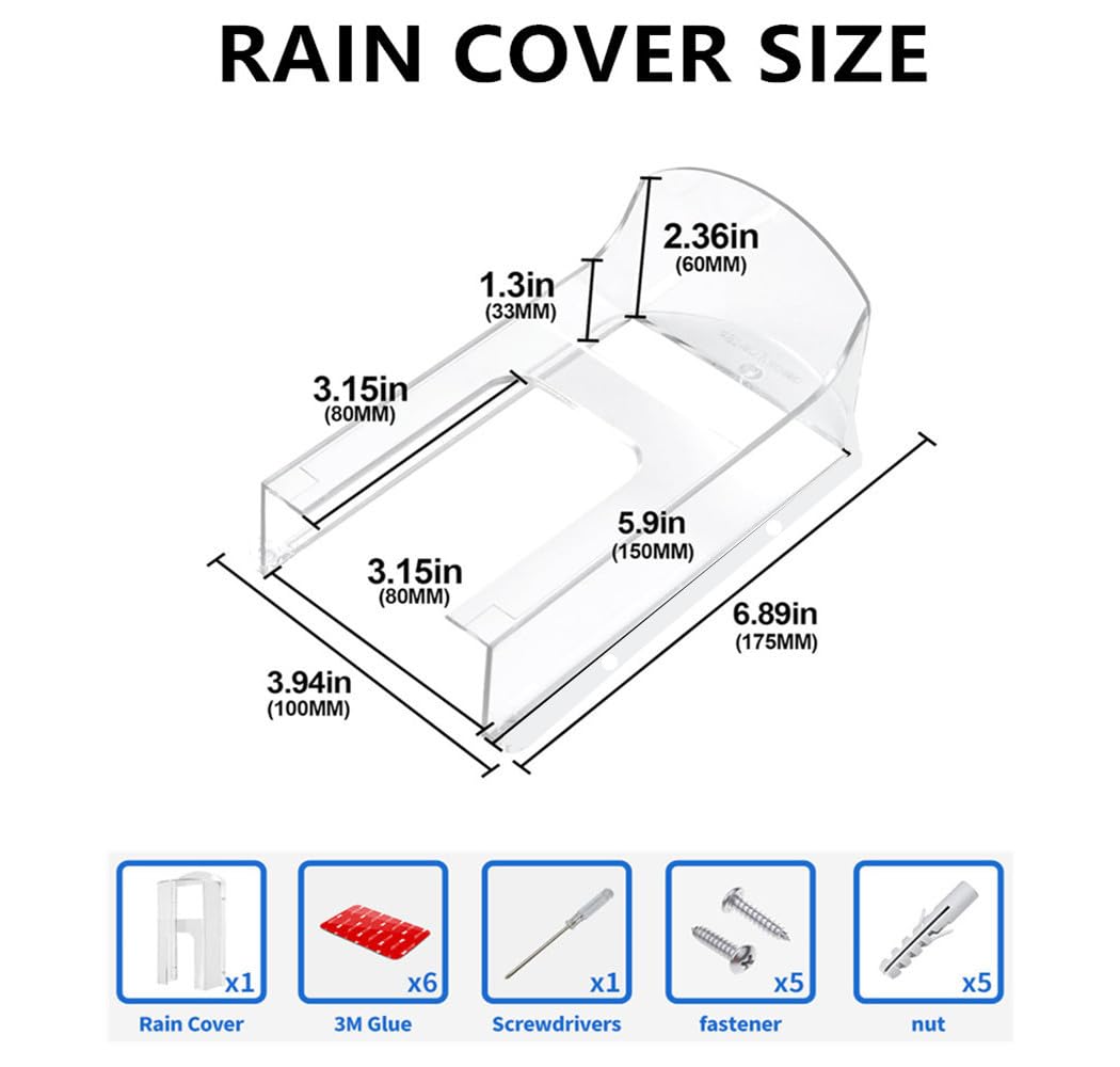 YJNBEST Clear Acrylic Doorbell Rain Cover Suitable for All Ring Models Doorbell Waterproof Protector Compatibe with Ring 1/2/3/4/2020/Pro/Pro 2 Video Doorbells(Model A)