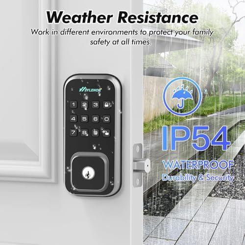 Zylenor Keyless Entry Door Lock, Smart Lock for Front Door with Digital Keypad, Built-in WiFi Deadbolt, App Remote Control with Easy Installation, Upgraded Battery Life