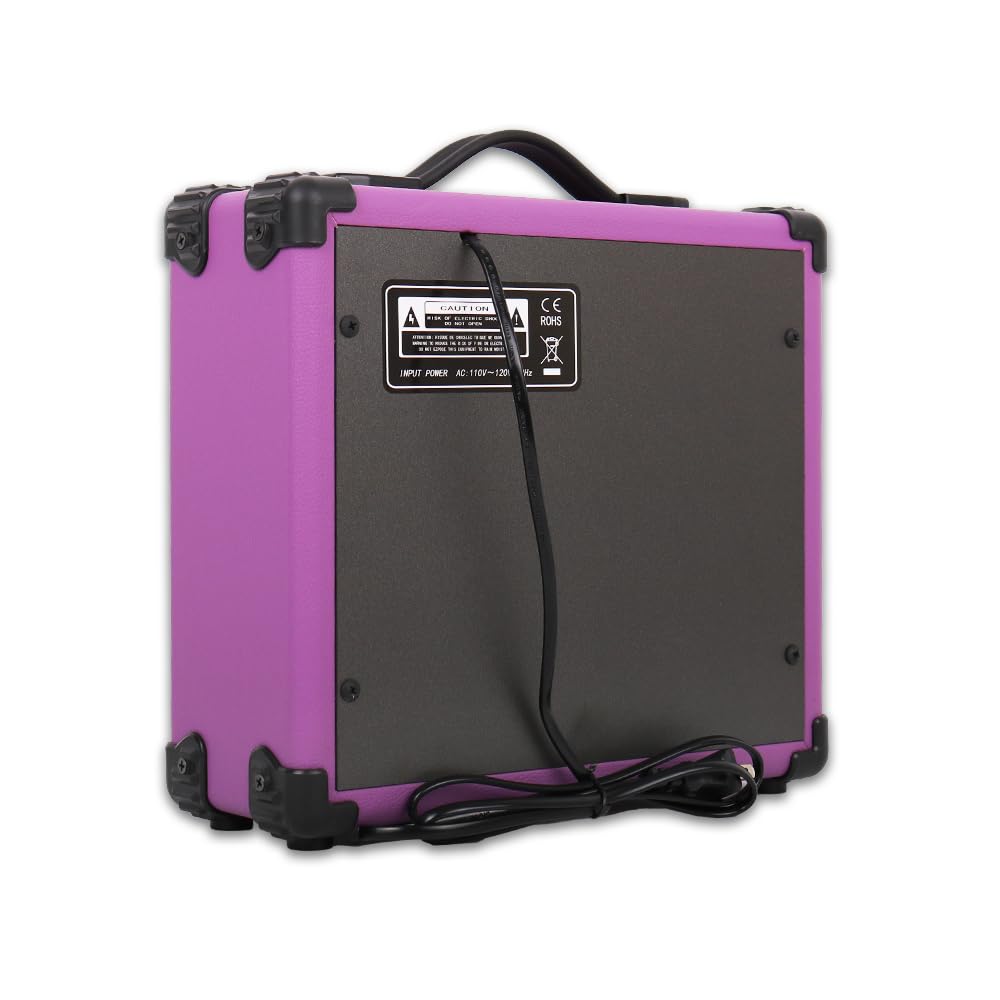 Demusea Electric Bass Guitar Amplifier Purple Color 20W Portable Beginner StarterPractice Amp 3.5Mp3 Volume Treble Middle Bass Headphone Jack Home and Outside (Purple Bass)