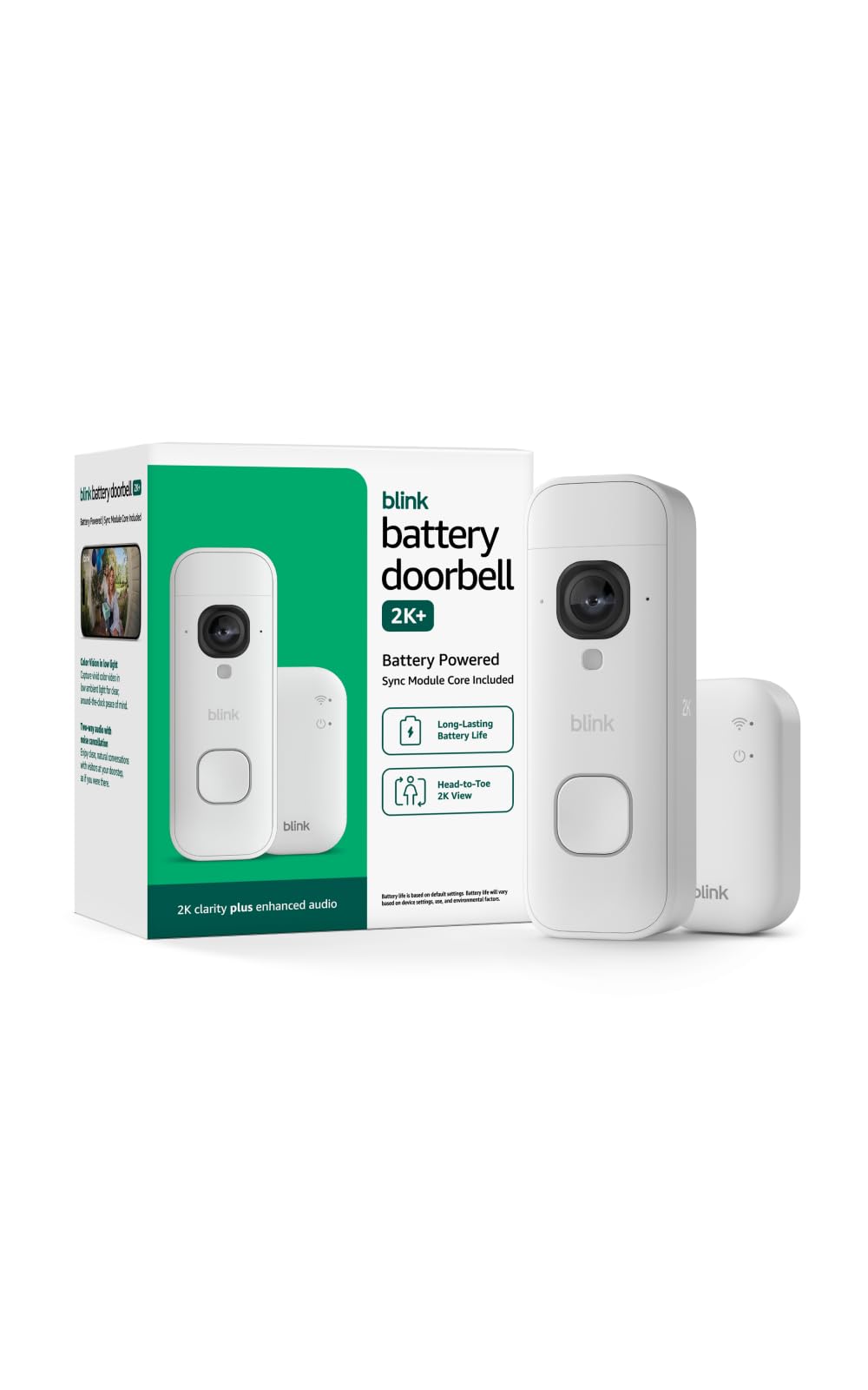 Blink Battery Doorbell 2K+ (newest model) — Wireless video doorbell, 2K video resolution, enhanced audio. Sync Module Core included – System (White)