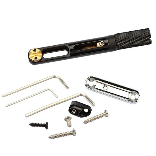RuiJOTWAT Single Set Saddle Headless Electric Guitar Bridge Tailpiece With Wrench For Headless Electric Guitar Black