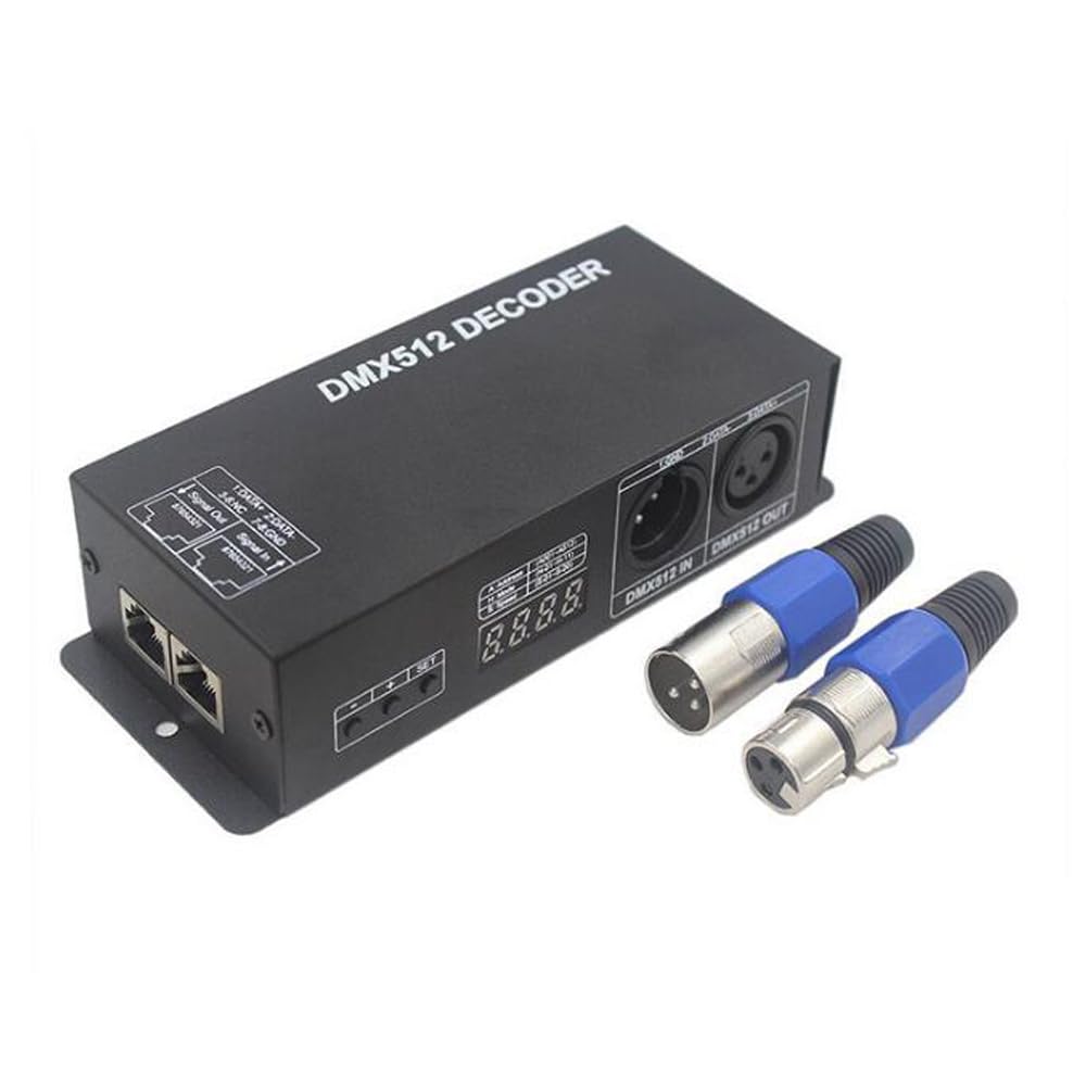 LED RGB/RGBW Digital Display Decoder Controller High Power 4 Channel 8A/CH, DMX512 Decoder for Strip Light DC12-24V