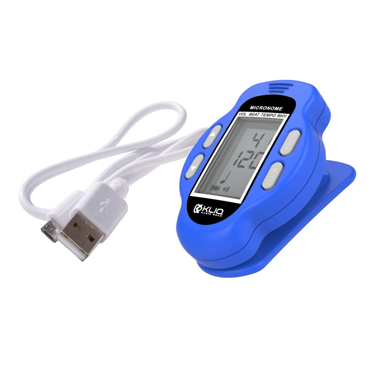 KLIQ MicroNome - Mini Rechargeable Digital Metronome - with Speaker (Digital Volume, Beat and Tempo Adjustment) Designed for use with Piano, Guitar, Saxophone, Flute, Violin, Drum (Blue)