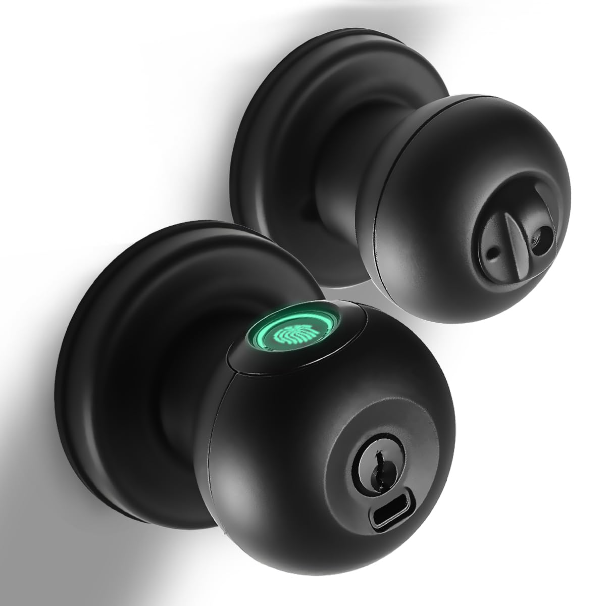 Buoan Fingerprint Door Knob, Smart Fingerprint Door Knob with Lock, Black