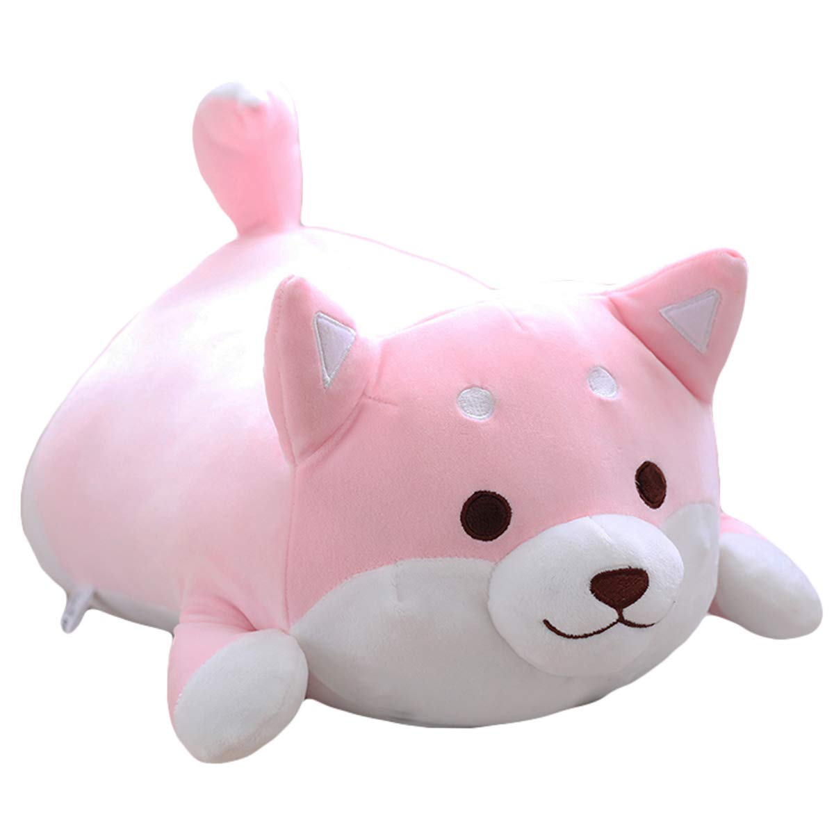 Shiba Inu Dog Plush Pillow,Soft Cute Corgi Stuffed Animals Doll Toys Gifts for Valentine, Christmas, Birthday, Bed, Sofa Chair (Pink Round Eye, 21.3in)