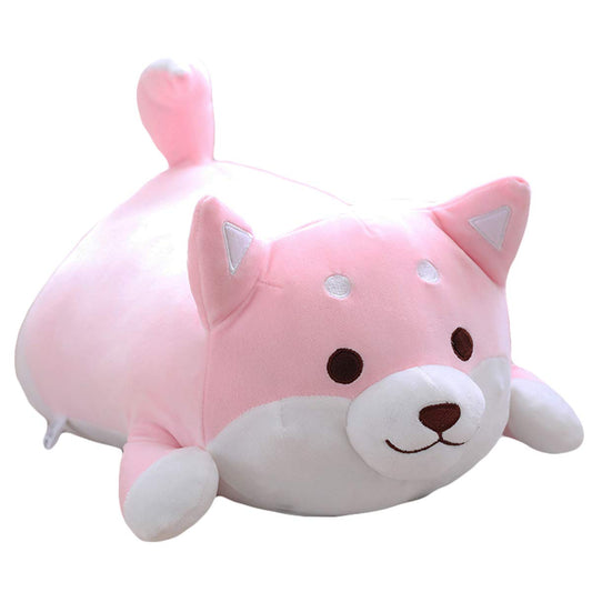 Shiba Inu Dog Plush Pillow,Soft Cute Corgi Stuffed Animals Doll Toys Gifts for Valentine, Christmas, Birthday, Bed, Sofa Chair (Pink Round Eye, 21.3in)