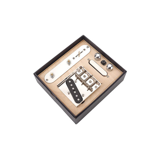Alnicov Electric Guitar Prewired Threaded Saddle Bridge Plate Loaded Pickups,3-way Switch Control Plate with Tone Volume Knobs,Neck Pickup Set for Telecaster TL Electric Guitar