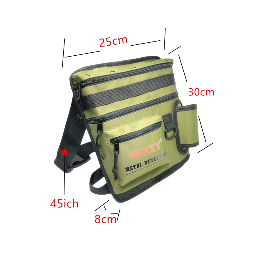 shrxy Metal Detecting Finds Bag Waist Digger Pouch Tools Bag for PinPointer Garrett Detector Xp ProPointer Accessories (Grassgreen)
