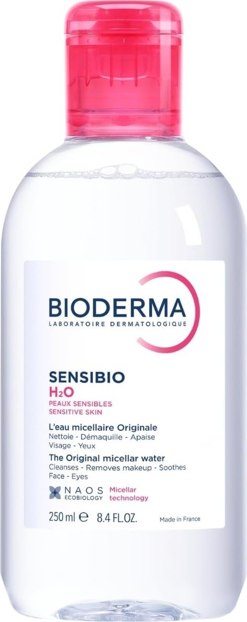 Bioderma Sensibio H2O Micellar Water, Makeup Remover Cleanser, Gentle for Skin, Fragrance-Free & Alcohol-Free, Gentle Face Cleanser for Sensitive Skin, 8.4 Fl Oz