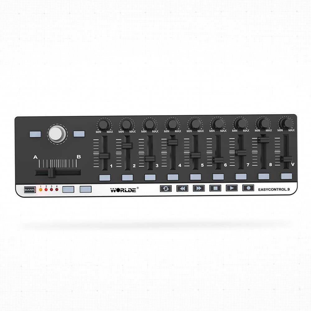 Btuty USB MIDI Controller with 9 Faders 9 Knobs for Music Production