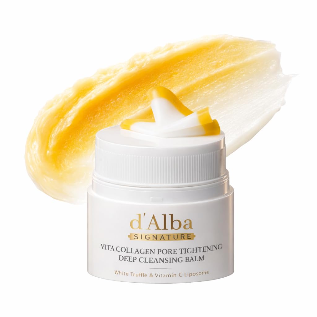d'alba Piedmont Signature Vita Collagen Deep Cleansing Balm (1.69 fl oz), All-in-One Makeup Remover with Vitamin C, Pore Care, 3-in-1 Balm Oil Milk Cleanser