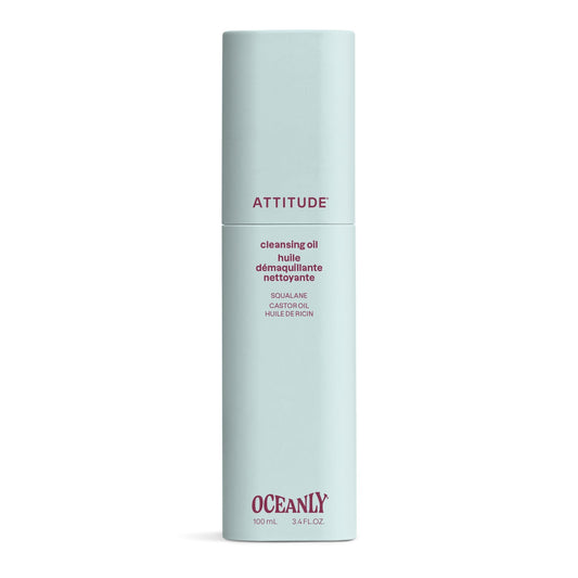 ATTITUDE Cleansing Oil, Makeup Removing Face Cleanser with Squalane & Castor Oil for Soft, Hydrated Skin, EWG Verified, Vegan, Unscented, 3.4 Fl Oz