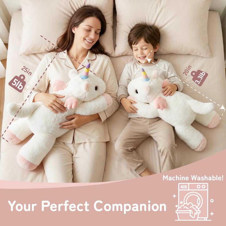 Niuniu Daddy Weighted Stuffed Animals, 20 in 3.3 lbs, Unicorn Calming Plush
