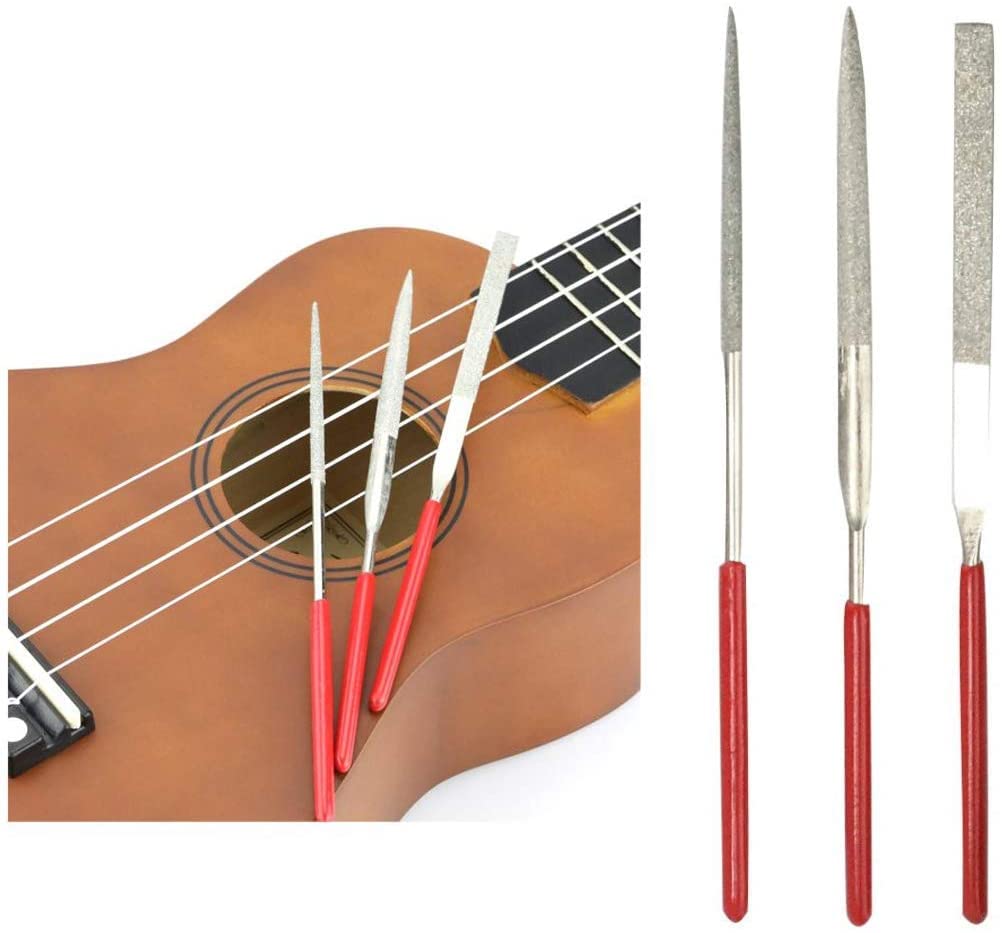 TUOREN 61Pieces Complete Guitar Repairing Tool Kit with Ruler Gauge Measuring Tool Hex Wrench Files Fingerboard Guard Grinding Stone Guitar Gift for Acoustic Electric Guitar & Bass Banjo