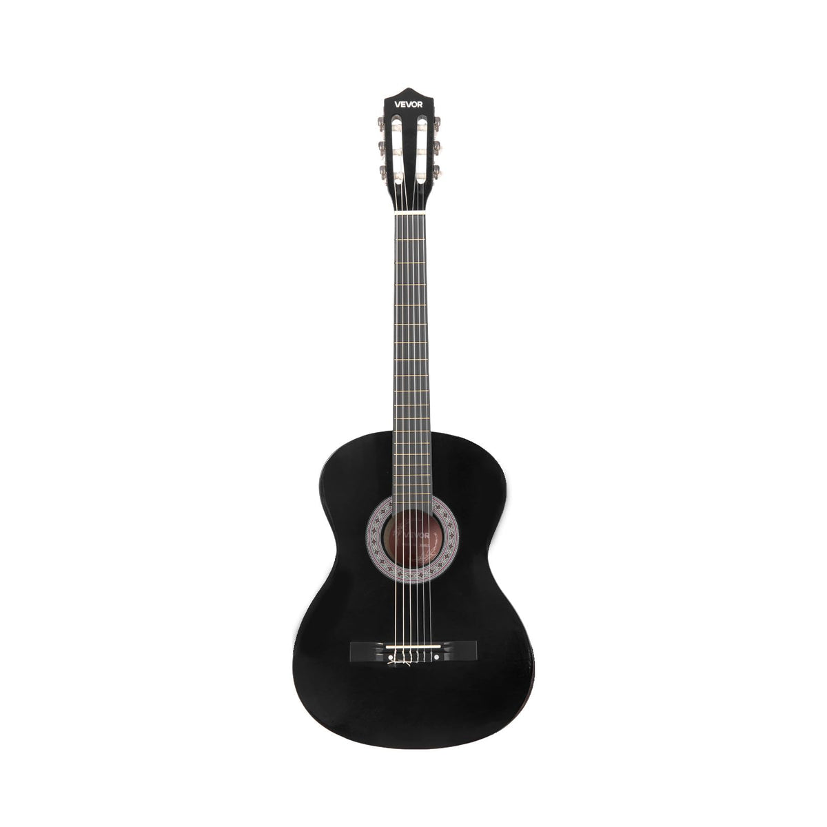 VEVOR Classical Guitar, 38 Inch, Wood Classical Guitar Starter Kit for Beginners, with Nylon Strings, Gig Bag, Strap, Tuner, Extra Strings, Picks, Capo, Basswood, for Teenagers Adults Students, Black