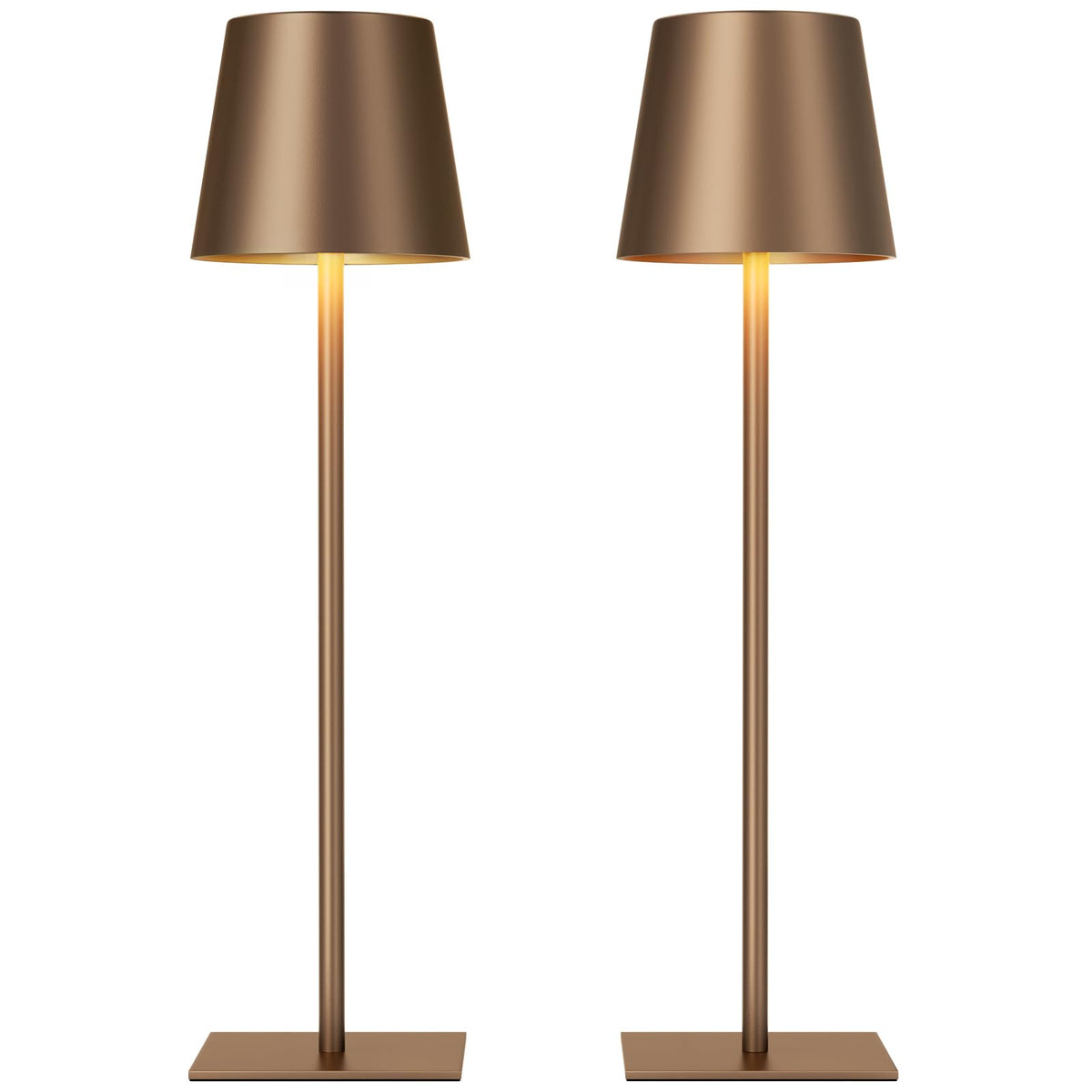 Kakanuo Brown Cordless Rechargeable Table Lamp, 2 Pack Portable Desk Lamp with 5000mAh Battery, Touch Control Stepless Dimming, for Dining, Outdoor Camping, Coffee Shop