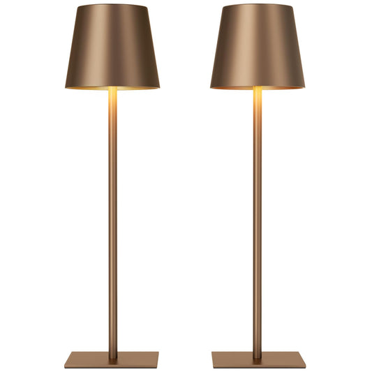 Kakanuo Brown Cordless Rechargeable Table Lamp, 2 Pack Portable Desk Lamp with 5000mAh Battery, Touch Control Stepless Dimming, for Dining, Outdoor Camping, Coffee Shop