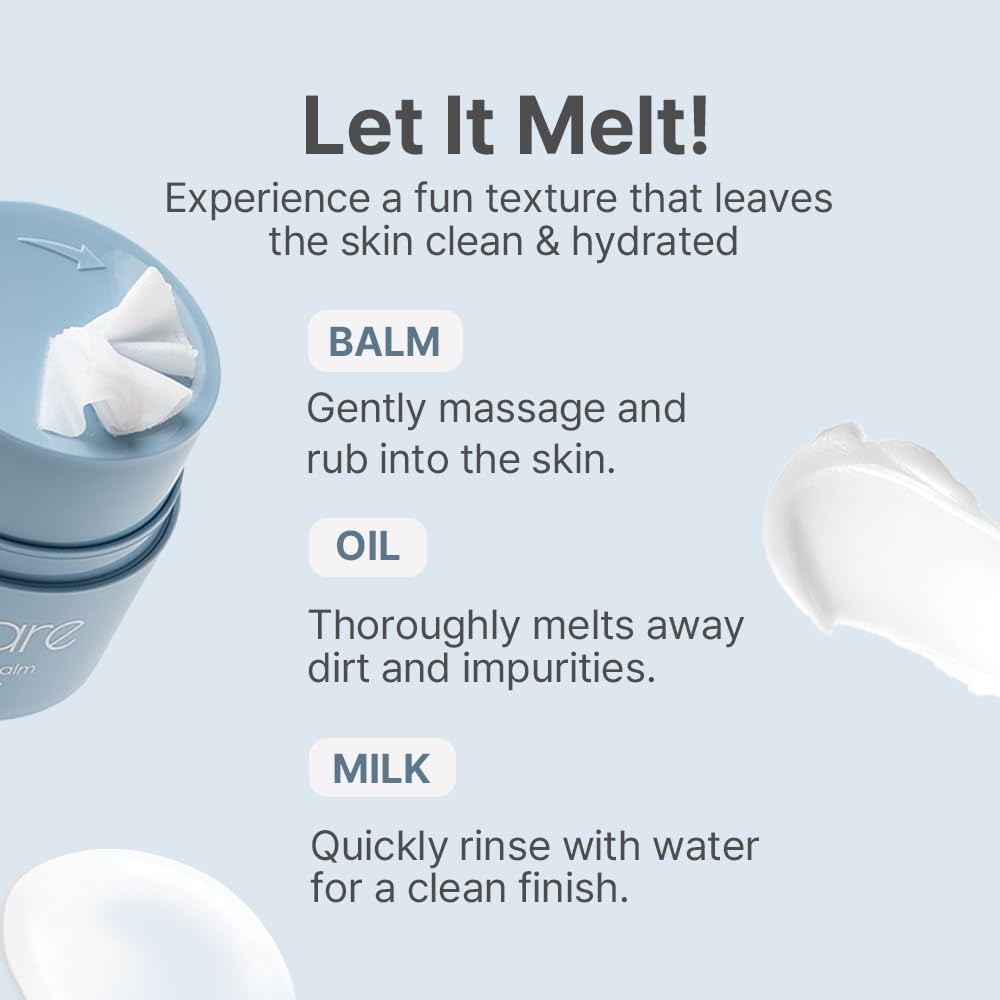 Naisture Bebare Twist Cleansing Balm with Grinding Dispenser – Korean Oil Cleanser for Waterproof Makeup Removal, Blackhead & Sebum Softener, 1.69 Fl Oz