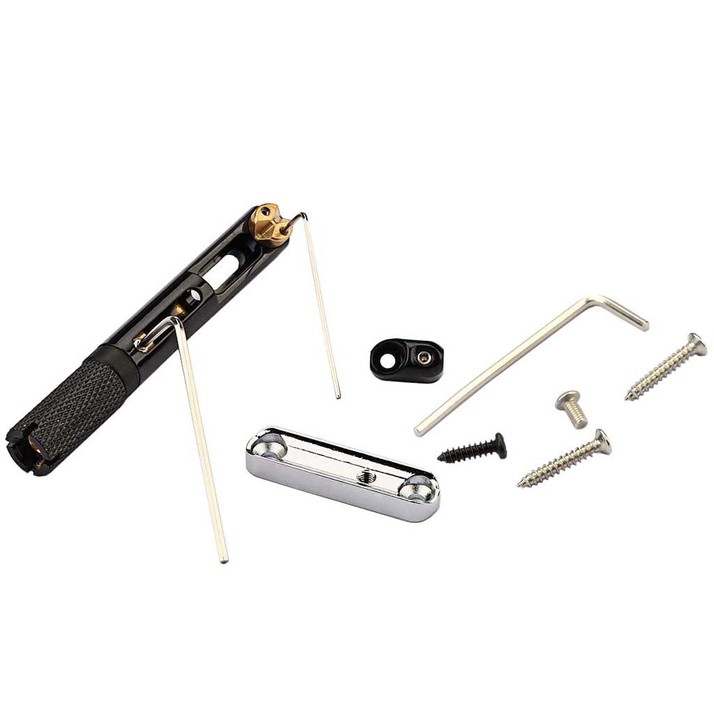 RuiJOTWAT Single Set Saddle Headless Electric Guitar Bridge Tailpiece With Wrench For Headless Electric Guitar Black