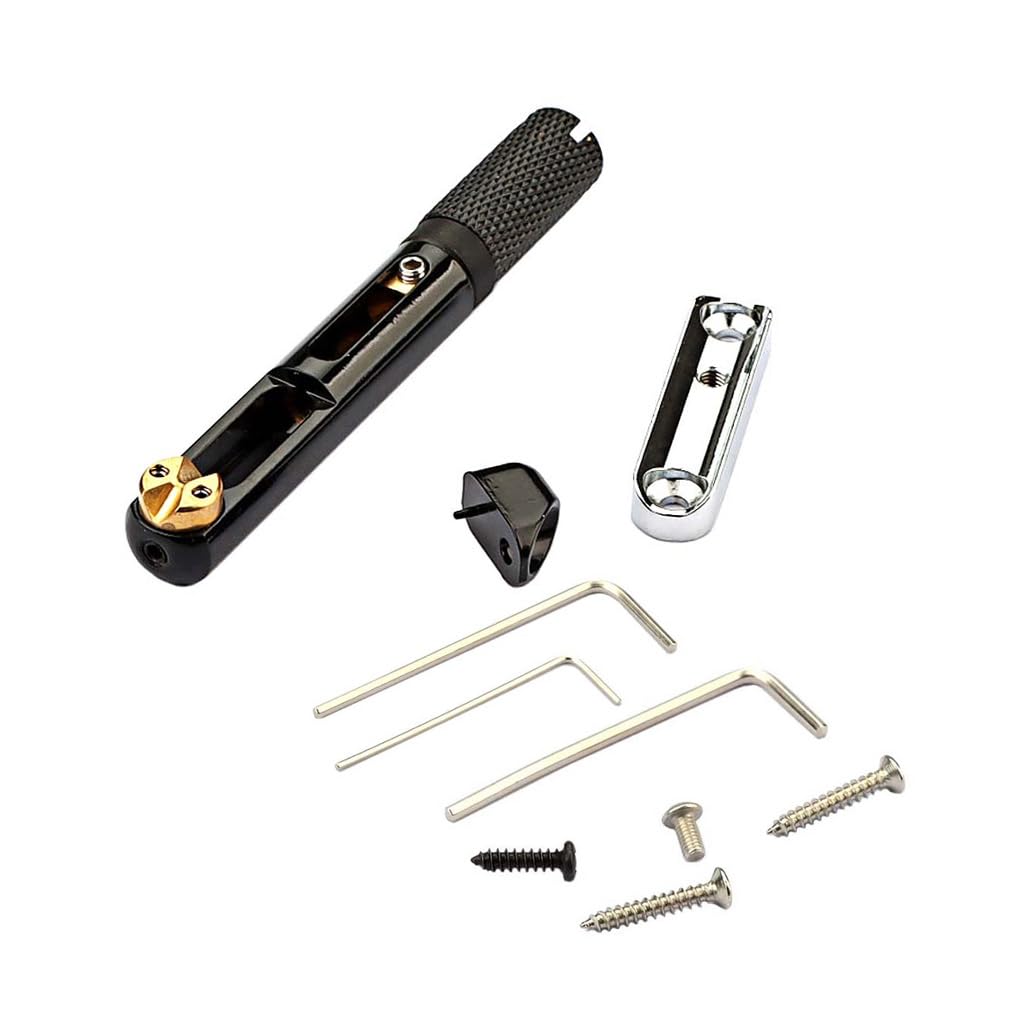 RuiJOTWAT Single Set Saddle Headless Electric Guitar Bridge Tailpiece With Wrench For Headless Electric Guitar Black