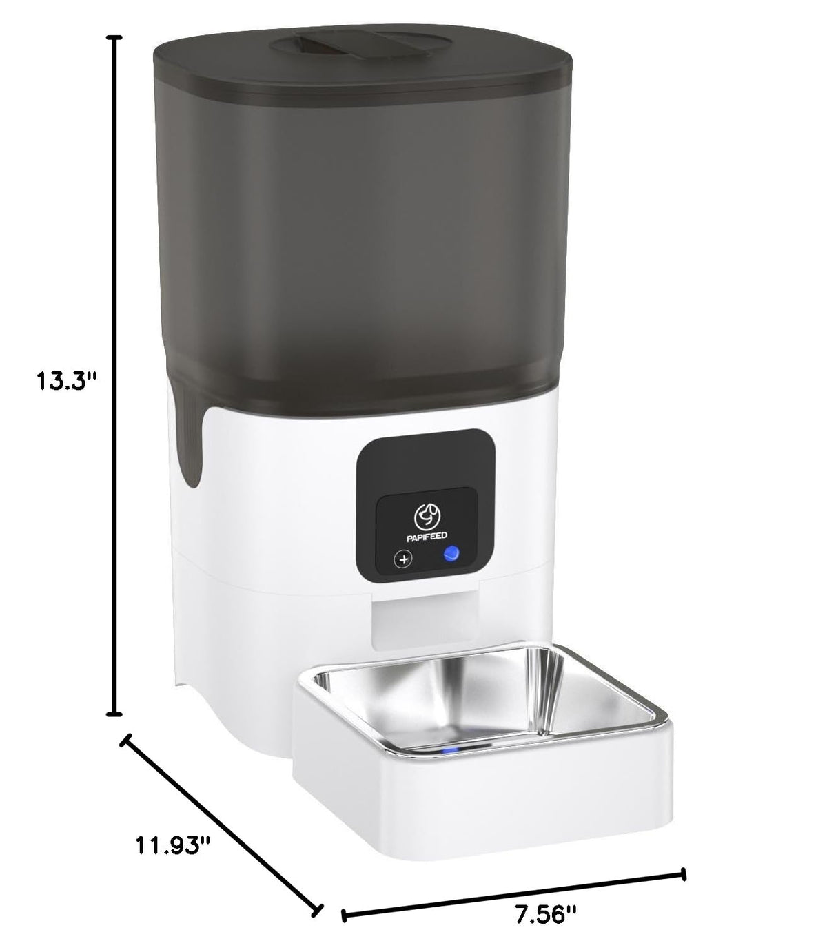 PAPIFEED Automatic Cat Feeder with App, WiFi Auto Cat Feeder, 6L Slow-Feed Cat Food Dispenser for Dry Food, Dual Power Supply Timed Pet Feeder for Small Dog, 10 Meals/Day, 12 Portions/Meal, White