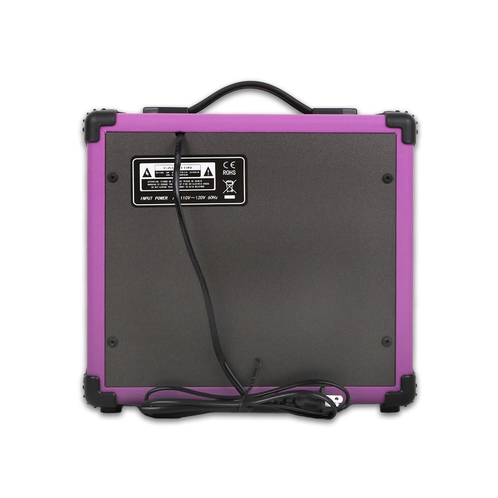 Demusea Electric Bass Guitar Amplifier Purple Color 20W Portable Beginner StarterPractice Amp 3.5Mp3 Volume Treble Middle Bass Headphone Jack Home and Outside (Purple Bass)