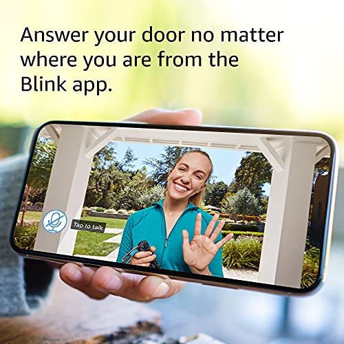 Like-New Blink Video Doorbell — Two-way audio, HD video, long-lasting battery life, wired or wire-free install, motion detection, chime app alerts, Works with Alexa (Black)