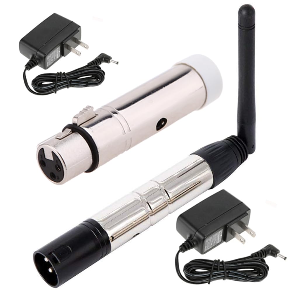 JERRAY DMX Wireless 2Pcs 2.4G DMX512 1Pcs Female Receiver 1Transmitter for DMX Transmitter Light Controller, DJ Equipment, LED Stage, Bar, Disco, Theater, Concert, PAR Effect Lamp, Silver