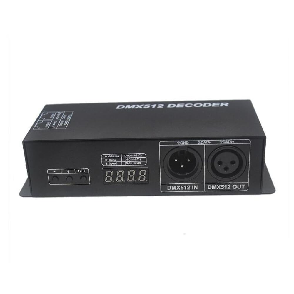 LED RGB/RGBW Digital Display Decoder Controller High Power 4 Channel 8A/CH, DMX512 Decoder for Strip Light DC12-24V